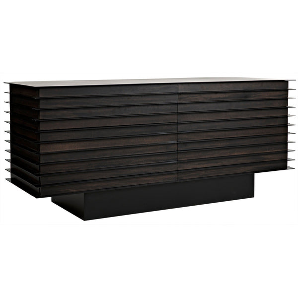 Elevation Sideboard, Ebony Walnut with Steel-Sideboards-Noir-LOOMLAN
