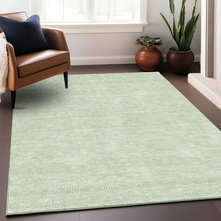 Eleya Green Washable Indoor-Outdoor Rug-Outdoor Rugs-LOOMLAN Rugs-LOOMLAN