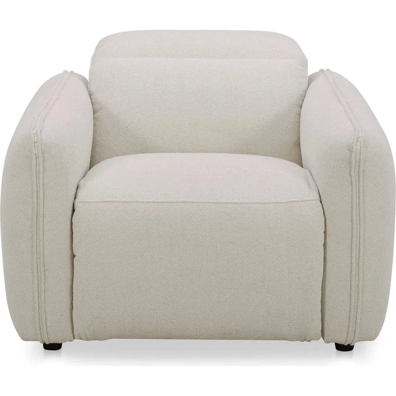 Eli Power Polyester and Solid Wood Ivory Recliner Arm Chair Sofas & Loveseats LOOMLAN By Moe's Home