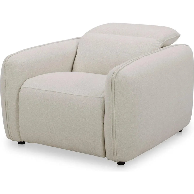 Eli Power Polyester and Solid Wood Ivory Recliner Arm Chair Sofas & Loveseats LOOMLAN By Moe's Home