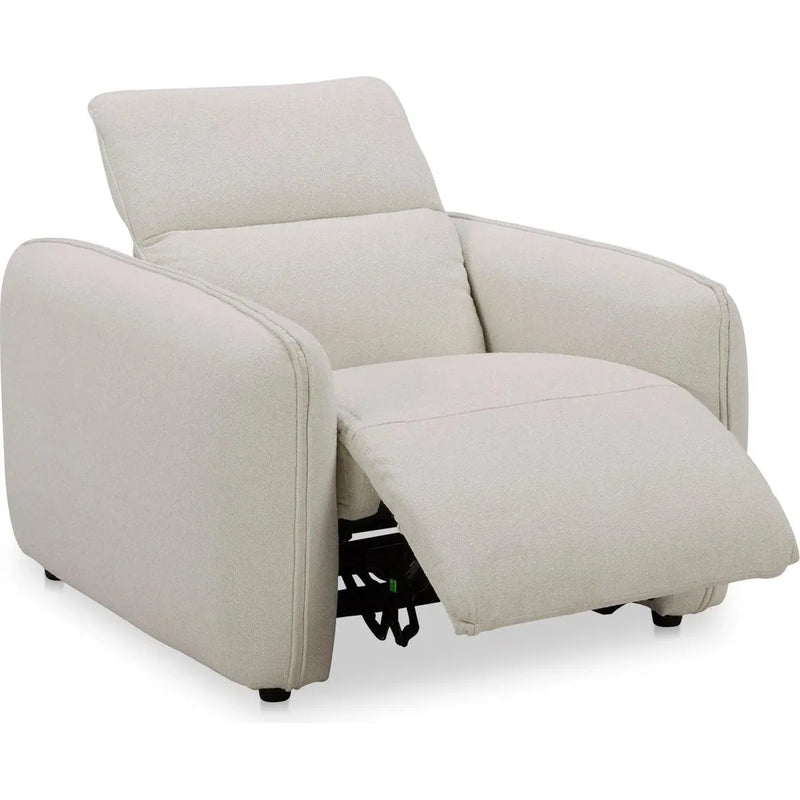 Eli Power Polyester and Solid Wood Ivory Recliner Arm Chair Sofas & Loveseats LOOMLAN By Moe's Home