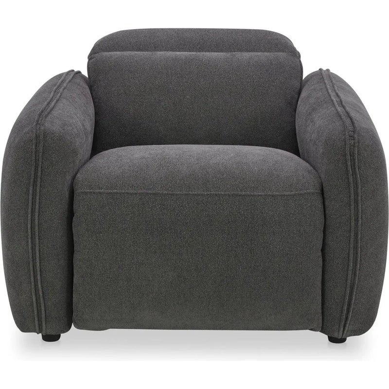 Eli Power Polyester and Solid Wood Dark Grey Recliner Arm Chair Sofas & Loveseats LOOMLAN By Moe's Home