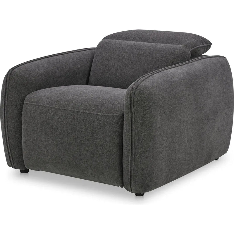 Eli Power Polyester and Solid Wood Dark Grey Recliner Arm Chair Sofas & Loveseats LOOMLAN By Moe's Home