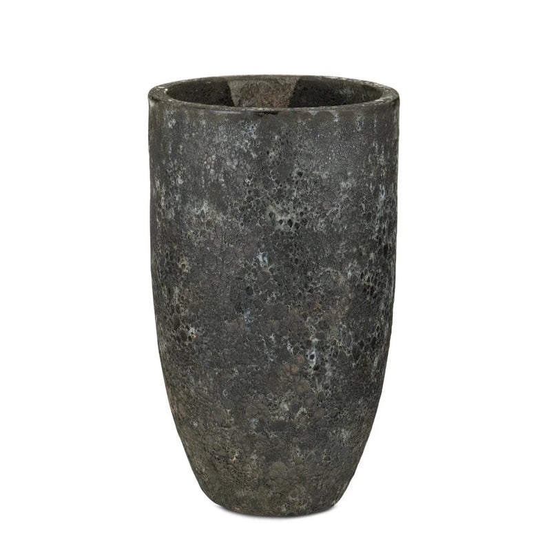 Elias Ceramic Textured Outdoor Planter-Outdoor Accessories-Currey & Co-Black-LOOMLAN