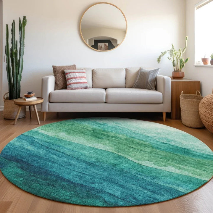Elien Teal Washable Indoor - Outdoor Rug - LOOMLAN - LOOMLAN Rugs - Outdoor Rugs