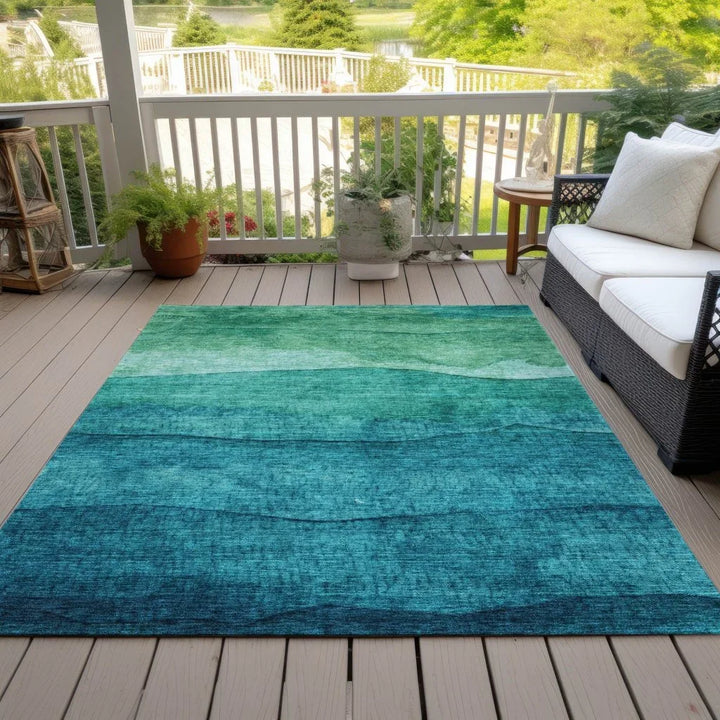Elien Teal Washable Indoor - Outdoor Rug - LOOMLAN - LOOMLAN Rugs - Outdoor Rugs