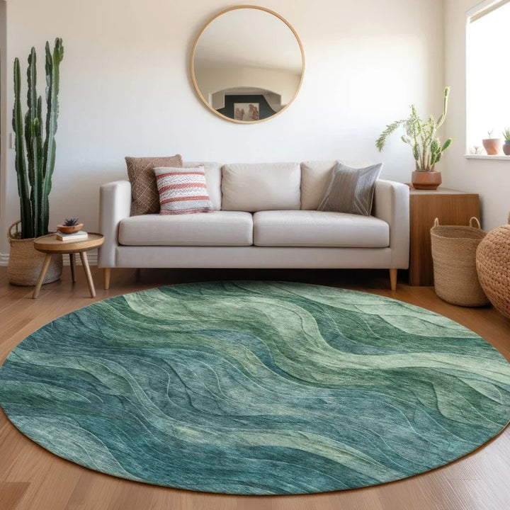 Elion Teal Washable Indoor - Outdoor Rug - LOOMLAN - LOOMLAN Rugs - Outdoor Rugs