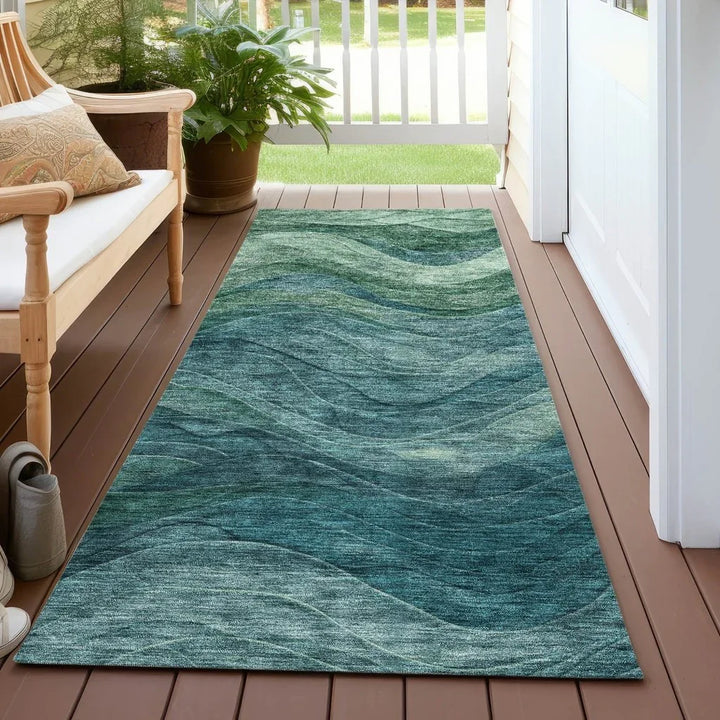 Elion Teal Washable Indoor - Outdoor Rug - LOOMLAN - LOOMLAN Rugs - Outdoor Rugs