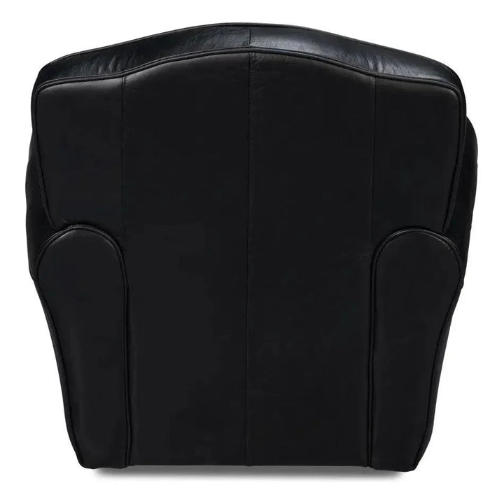 Elite Leather Black French Club Swivel Arm Chair - LOOMLAN - Sarreid - Club Chairs
