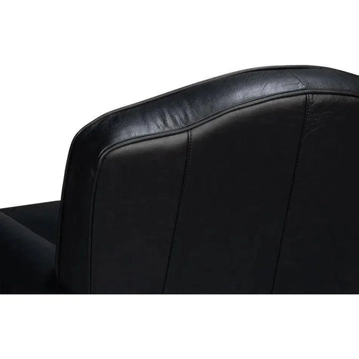 Elite Leather Black French Club Swivel Arm Chair - LOOMLAN - Sarreid - Club Chairs