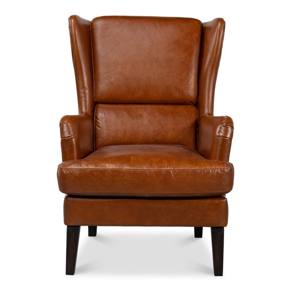 Elite Wing Lounge Leather Accent Chair-Accent Chairs-Sarreid-LOOMLAN