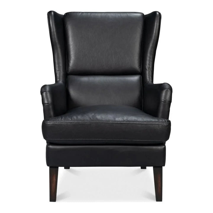 Elite Wing Luxurious Leather Armchair - LOOMLAN - Sarreid - Club Chairs