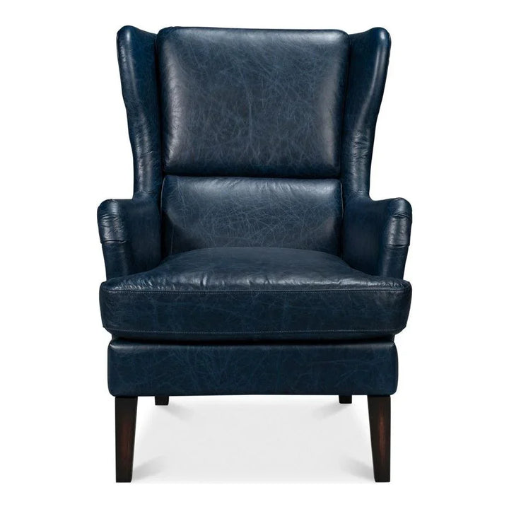 Elite Wing Luxurious Leather Armchair - LOOMLAN - Sarreid - Club Chairs