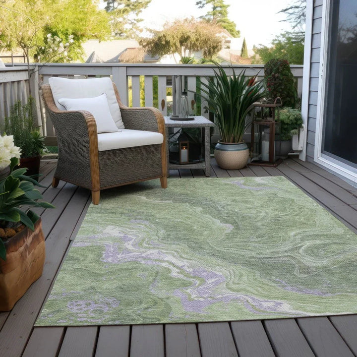 Elius Green Washable Indoor - Outdoor Rug - LOOMLAN - LOOMLAN Rugs - Outdoor Rugs