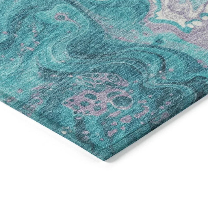 Elius Teal Washable Indoor - Outdoor Rug - LOOMLAN - LOOMLAN Rugs - Outdoor Rugs