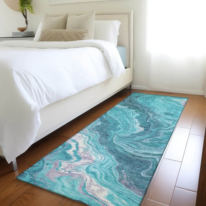 Elius Teal Washable Indoor - Outdoor Rug - LOOMLAN - LOOMLAN Rugs - Outdoor Rugs