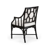 Ella Black Rattan Frame Armchair-Dining Chairs-Wildwood-LOOMLAN