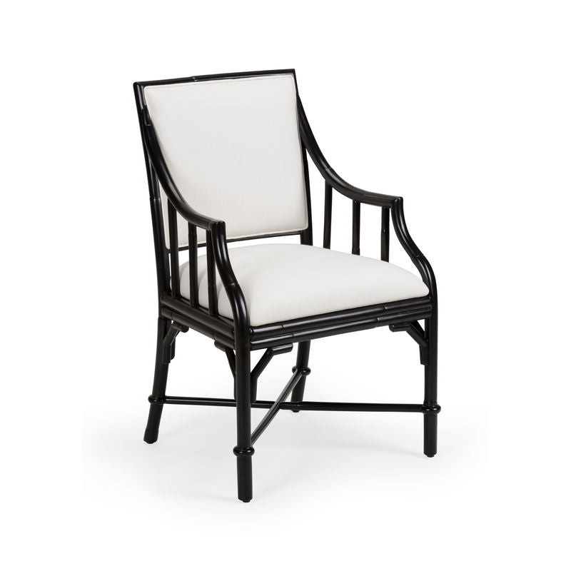 Ella Black Rattan Frame Armchair-Dining Chairs-Wildwood-LOOMLAN