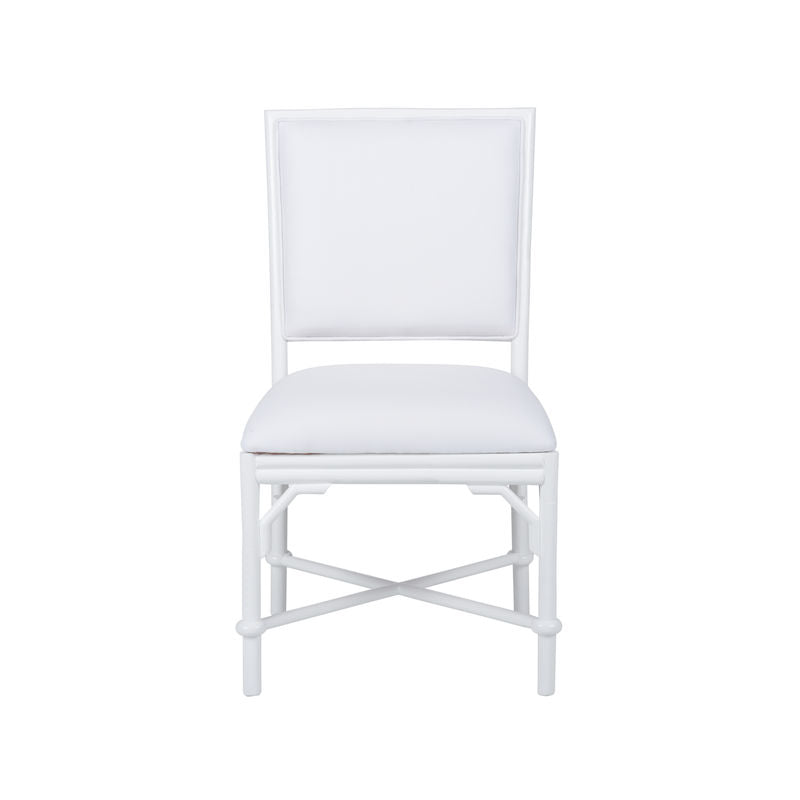 Ella Rattan Frame White Side Chair-Dining Chairs-Wildwood-LOOMLAN