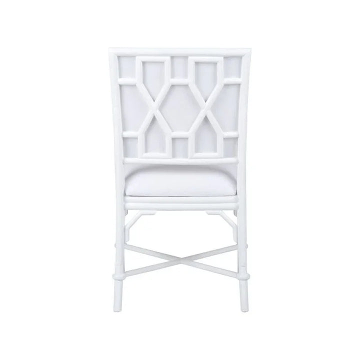 Ella Rattan Frame White Side Chair - LOOMLAN - Wildwood - Dining Chairs