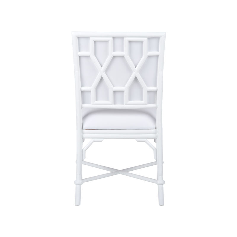 Ella Rattan Frame White Side Chair-Dining Chairs-Wildwood-LOOMLAN