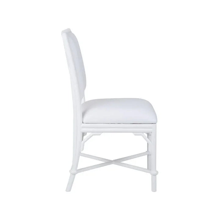 Ella Rattan Frame White Side Chair - LOOMLAN - Wildwood - Dining Chairs