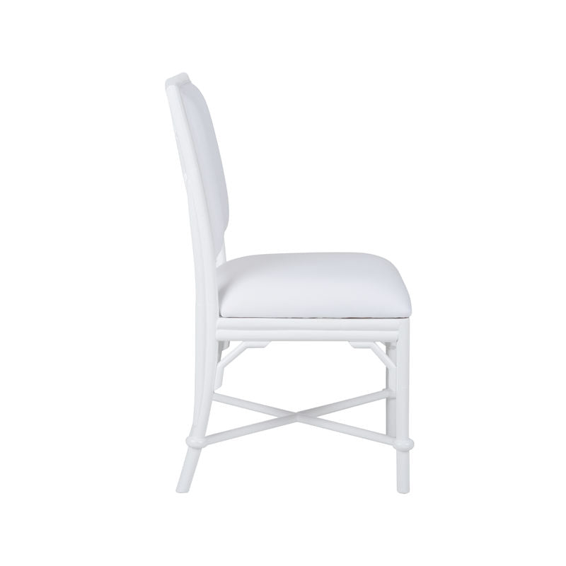 Ella Rattan Frame White Side Chair-Dining Chairs-Wildwood-LOOMLAN