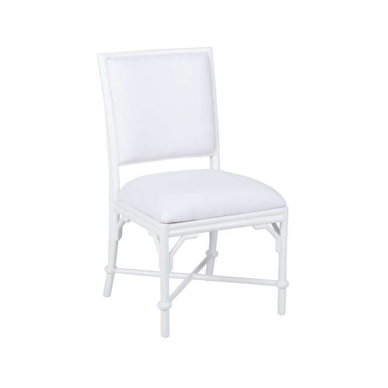 Ella Rattan Frame White Side Chair-Dining Chairs-Wildwood-LOOMLAN