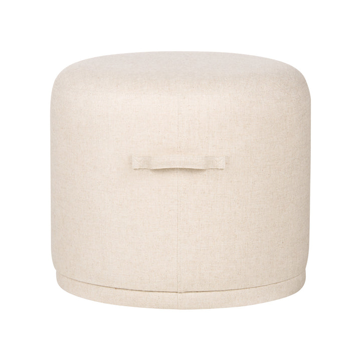 Ellery Cream Fabric Round Ottoman-Ottomans-Wildwood-LOOMLAN