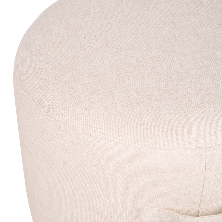 Ellery Cream Fabric Round Ottoman-Ottomans-Wildwood-LOOMLAN