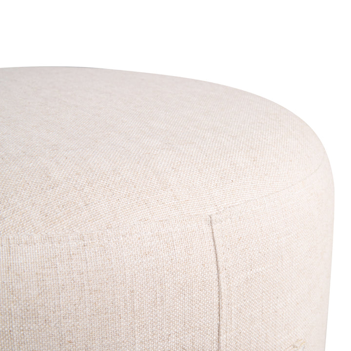 Ellery Cream Fabric Round Ottoman-Ottomans-Wildwood-LOOMLAN