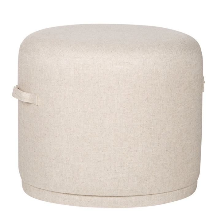 Ellery Cream Fabric Round Ottoman-Ottomans-Wildwood-LOOMLAN