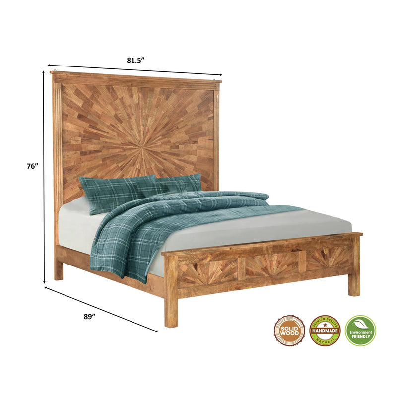 Elliott 82 inches Brown Starburst Pattern King Bed Beds LOOMLAN By LOOMLAN