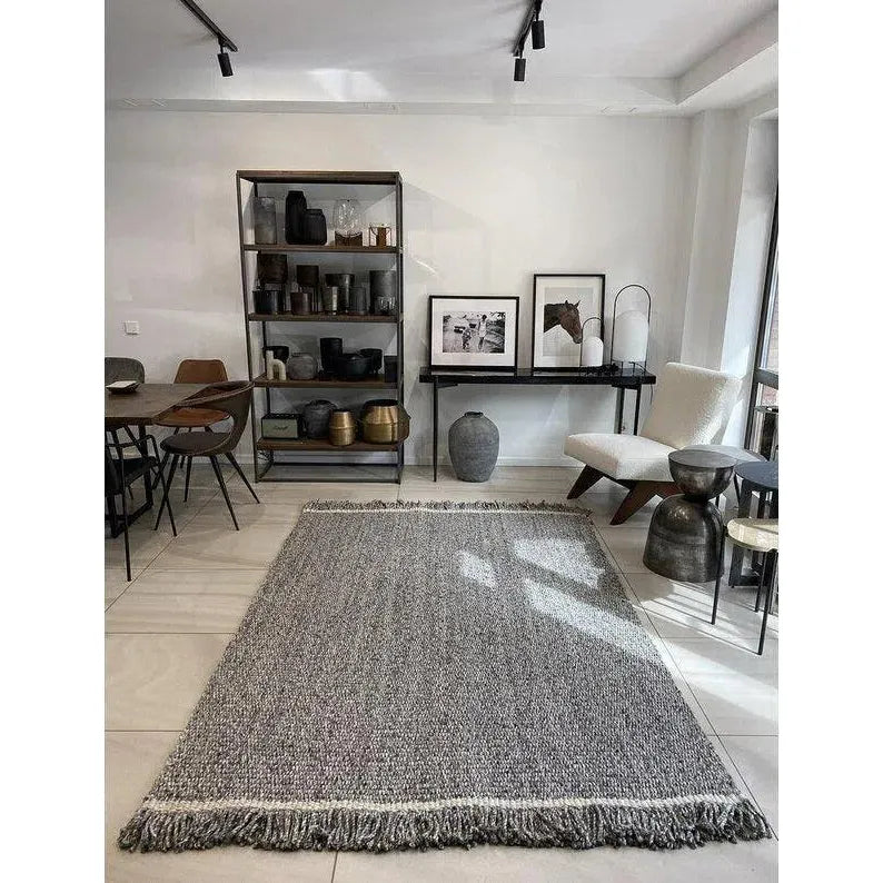 Elmo Grey Solid Reversible Wool Rug