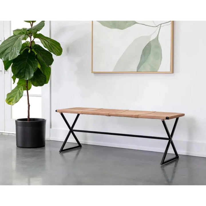 Elon Leather Backless Bench - LOOMLAN - SUNPAN - Bedroom Benches