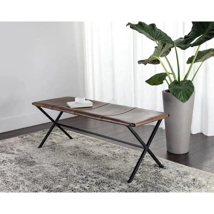Elon Leather Backless Bench - LOOMLAN - SUNPAN - Bedroom Benches