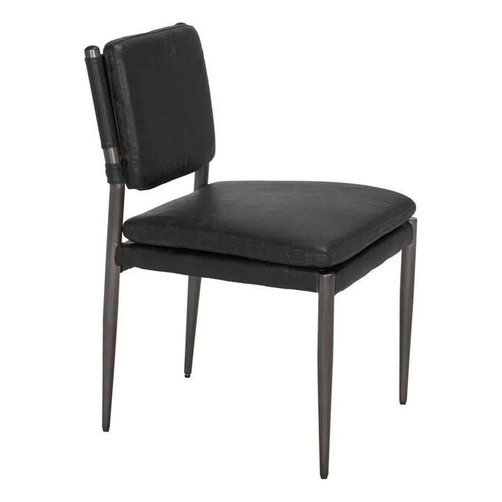 Elvis Top - Grain Leather Dining Chair - LOOMLAN - Noir - Dining Chairs