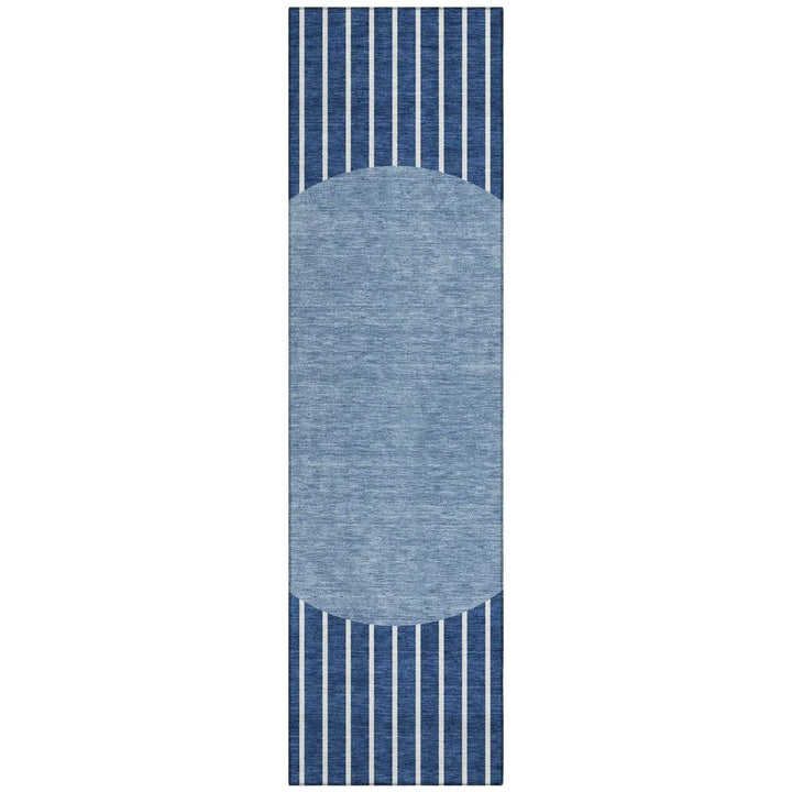 Ember Blue Washable Indoor-Outdoor Rug-Outdoor Rugs-LOOMLAN Rugs-2'3" x 7'6"-LOOMLAN