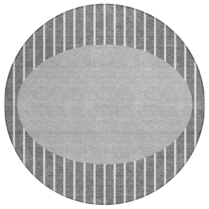 Ember Gray Washable Indoor-Outdoor Rug-Outdoor Rugs-LOOMLAN Rugs-8' x 8'-LOOMLAN