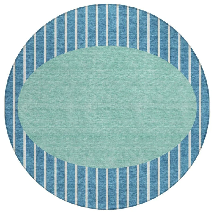 Ember Teal Washable Indoor-Outdoor Rug-Outdoor Rugs-LOOMLAN Rugs-8' x 8'-LOOMLAN