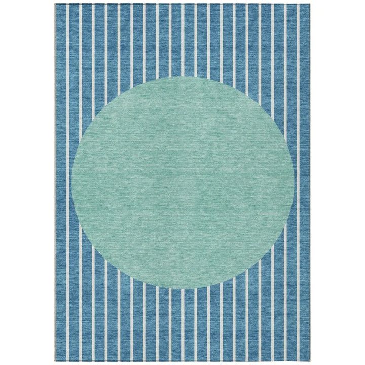 Ember Teal Washable Indoor-Outdoor Rug-Outdoor Rugs-LOOMLAN Rugs-2'6" x 3'10"-LOOMLAN