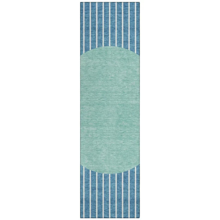 Ember Teal Washable Indoor-Outdoor Rug-Outdoor Rugs-LOOMLAN Rugs-2'3" x 7'6"-LOOMLAN
