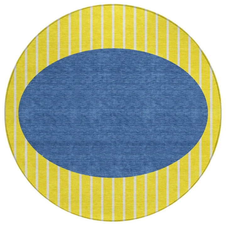 Ember Yellow Washable Indoor-Outdoor Rug-Outdoor Rugs-LOOMLAN Rugs-8' x 8'-LOOMLAN