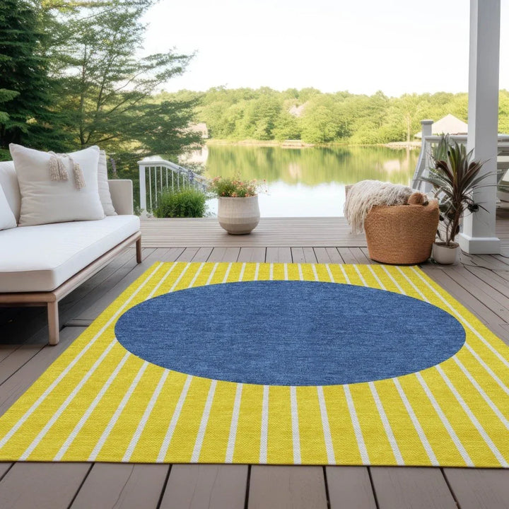 Ember Yellow Washable Indoor-Outdoor Rug-Outdoor Rugs-LOOMLAN Rugs-LOOMLAN