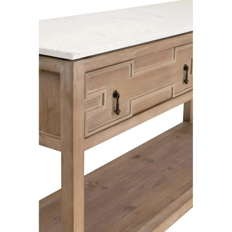 Emerie 2-Drawer Entry Console Table White Quartz