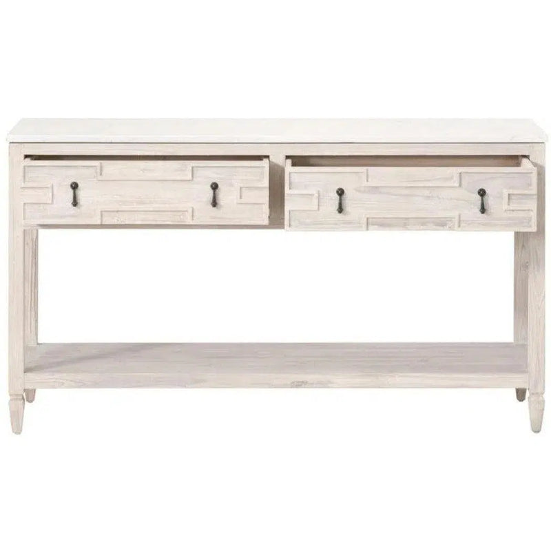 Emerie 2-Drawer Entry Console Table White Quartz