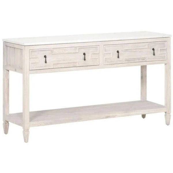 Emerie 2-Drawer Entry Console Table White Quartz