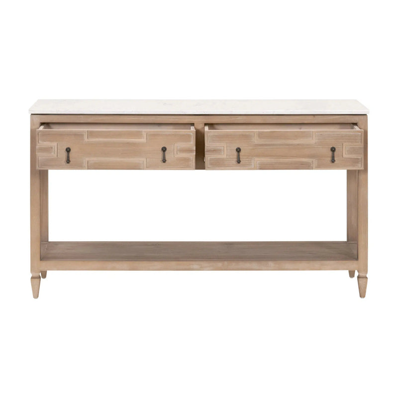 Emerie 2-Drawer Entry Console Table White Quartz Top