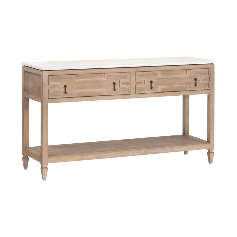 Emerie 2-Drawer Entry Console Table White Quartz Top