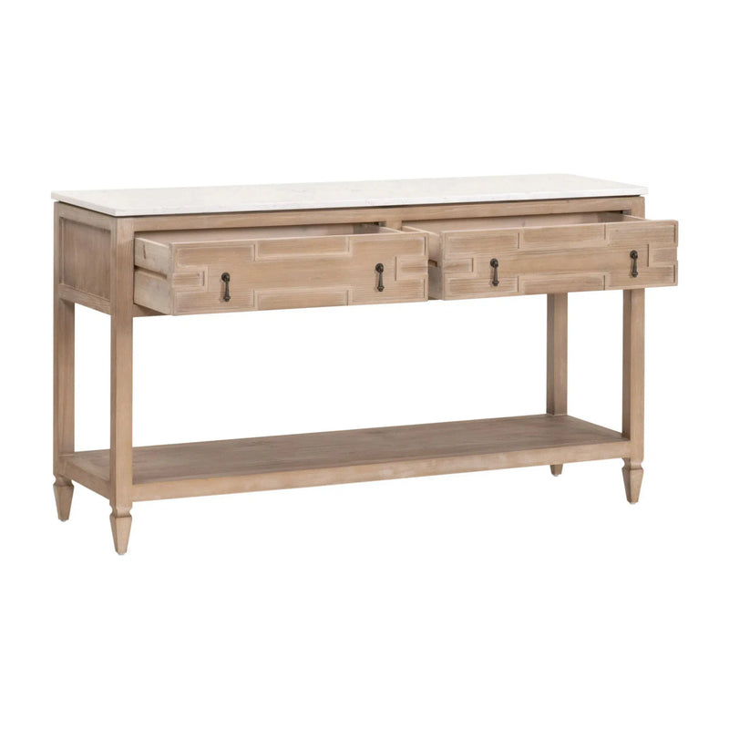 Emerie 2-Drawer Entry Console Table White Quartz Top